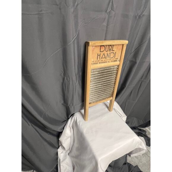 Set of 2 Vtg. Small Wooden Columbus Dubl Handi Galvanized Metal Washboards - Picture 3 of 16